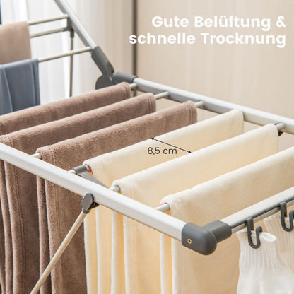 Wäscheständer klappbar, mit 5-stufiger Höhenverstellung, Wäscheständer platzsparend, Silber, Costway, 4
