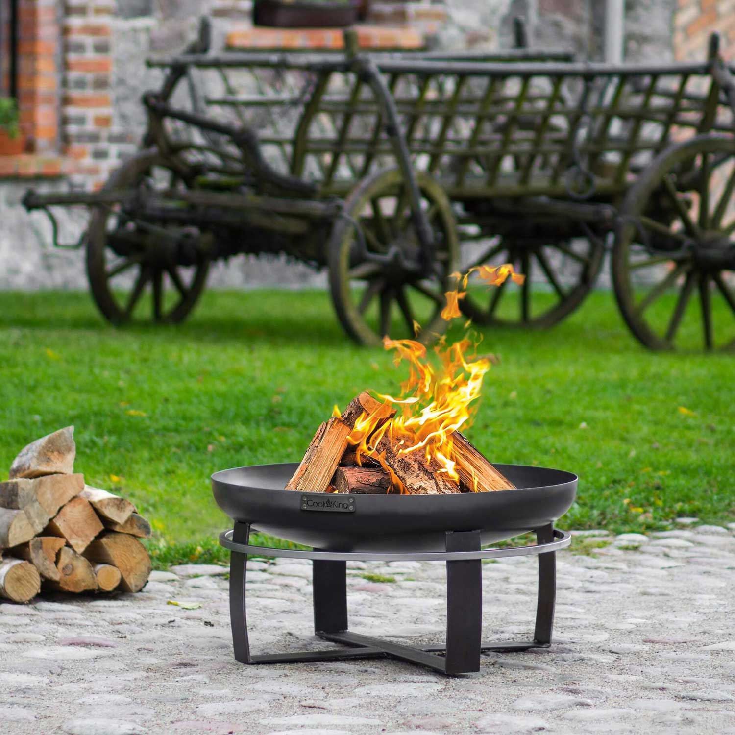 Feuerschale, Feuerschale Garten, Feuerschale 80 cm, große Feuerschale, Feuerschale Hoch, aus Stahl, Cook King VIKING, 5