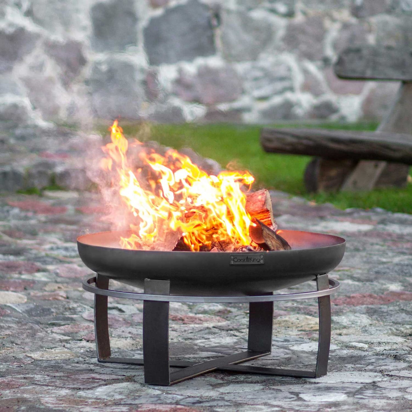 Feuerschale, Feuerschale Garten, Feuerschale 80 cm, Höhe: 36cm, aus Stahl, Cook King Viking, 15