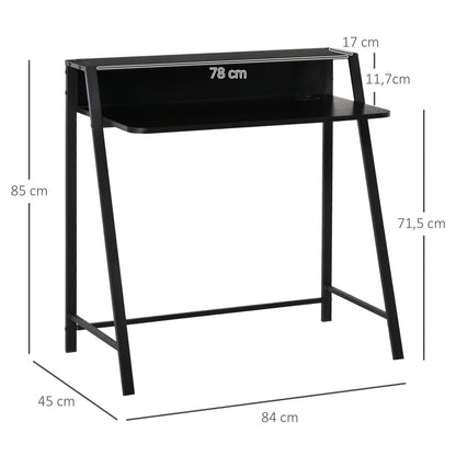 HOMCOM - Computertisch Stilvoller Schreibtisch mit Ablage & Kabelmanagement, Metall, Schwarz, 84x45x85cm