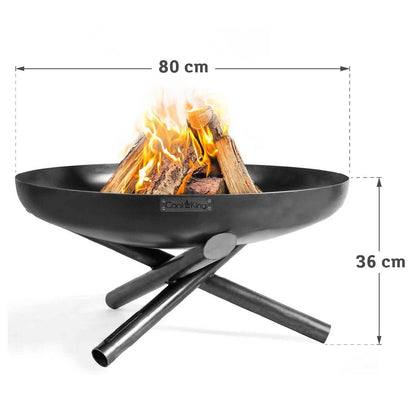 Cook King INDIANA - Feuerschale, Dia. 80 cm, Feuerschale Garten, Feuerschale groß, Große Schüssel aus dickem Stahl, mit Griffen