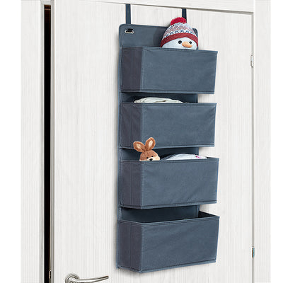 Hängeaufbewahrung Bad, Schrankorganizer, 4 Taschen Für Wickelbedarf, Textil, Grau, Tatkraft Cozy, 1